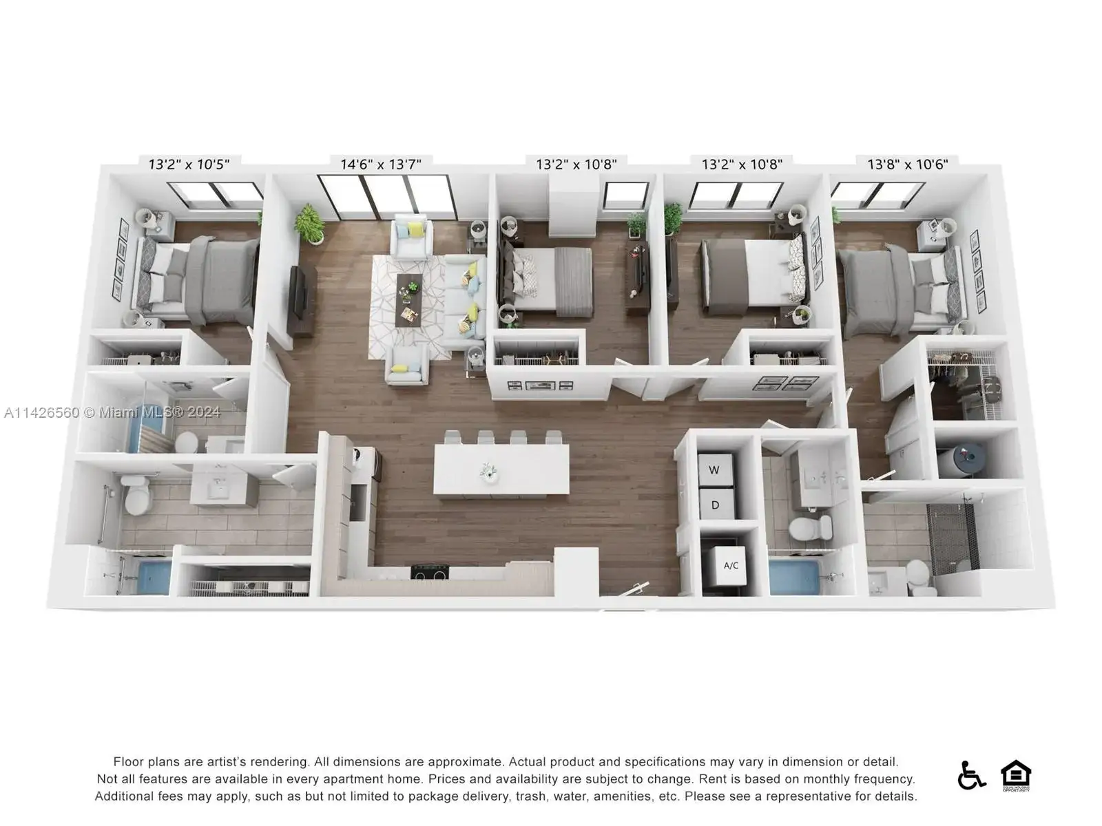 4 bedroom 4 bath Residential Lease for rent at 2800 SW 27th Terrace # 0317, Miami FL 33133
