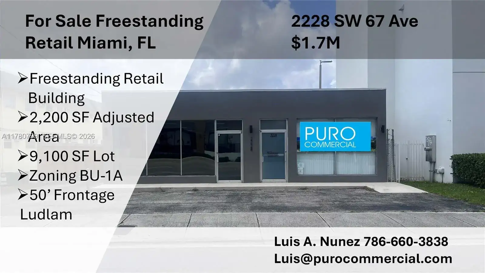 Commercial Sale for sale at 2228 SW 67th Ave, Miami FL 33155