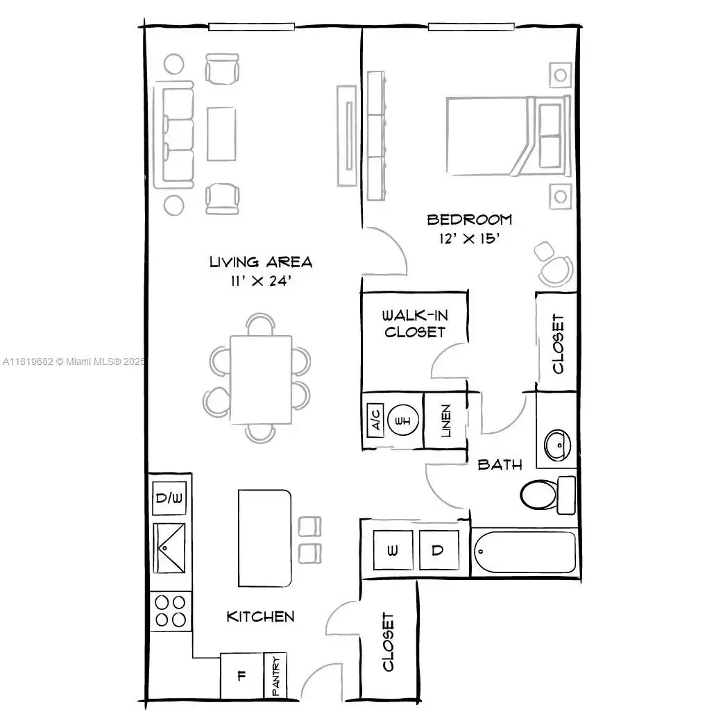 1 bedroom 1 bath Residential Lease for rent at 10170 SW 7th St # 205, Pembroke Pines FL 33025