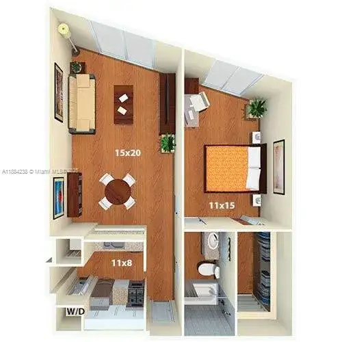 1 bedroom 1 bath Residential Lease for rent at 1756 N Bayshore Dr # 2, Miami FL 33132