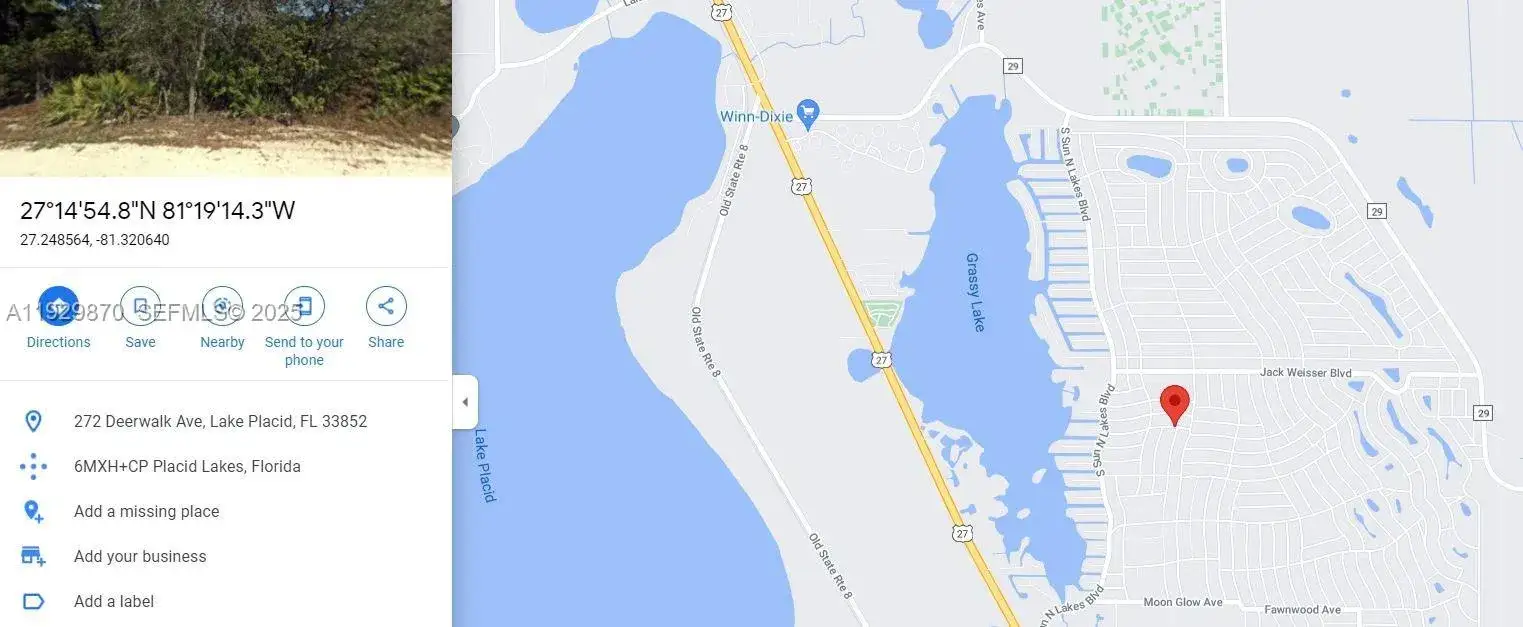 Land/Boat Docks for sale at 272 DEERWALK AVE, Lake Placid FL 33852