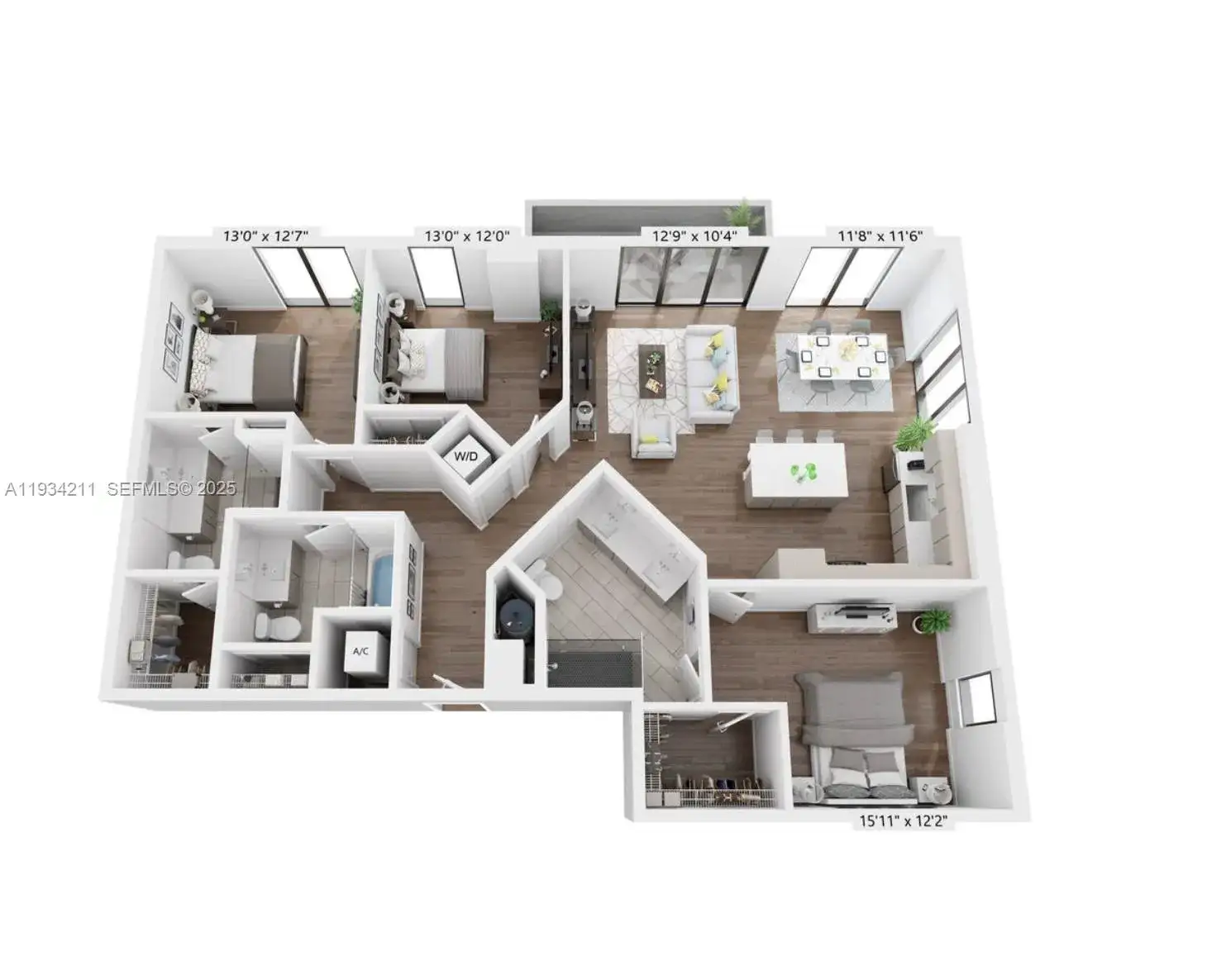 3 bedroom 3 bath Residential Lease for rent at 2800 SW 27th Terrace # 2118, Miami FL 33133