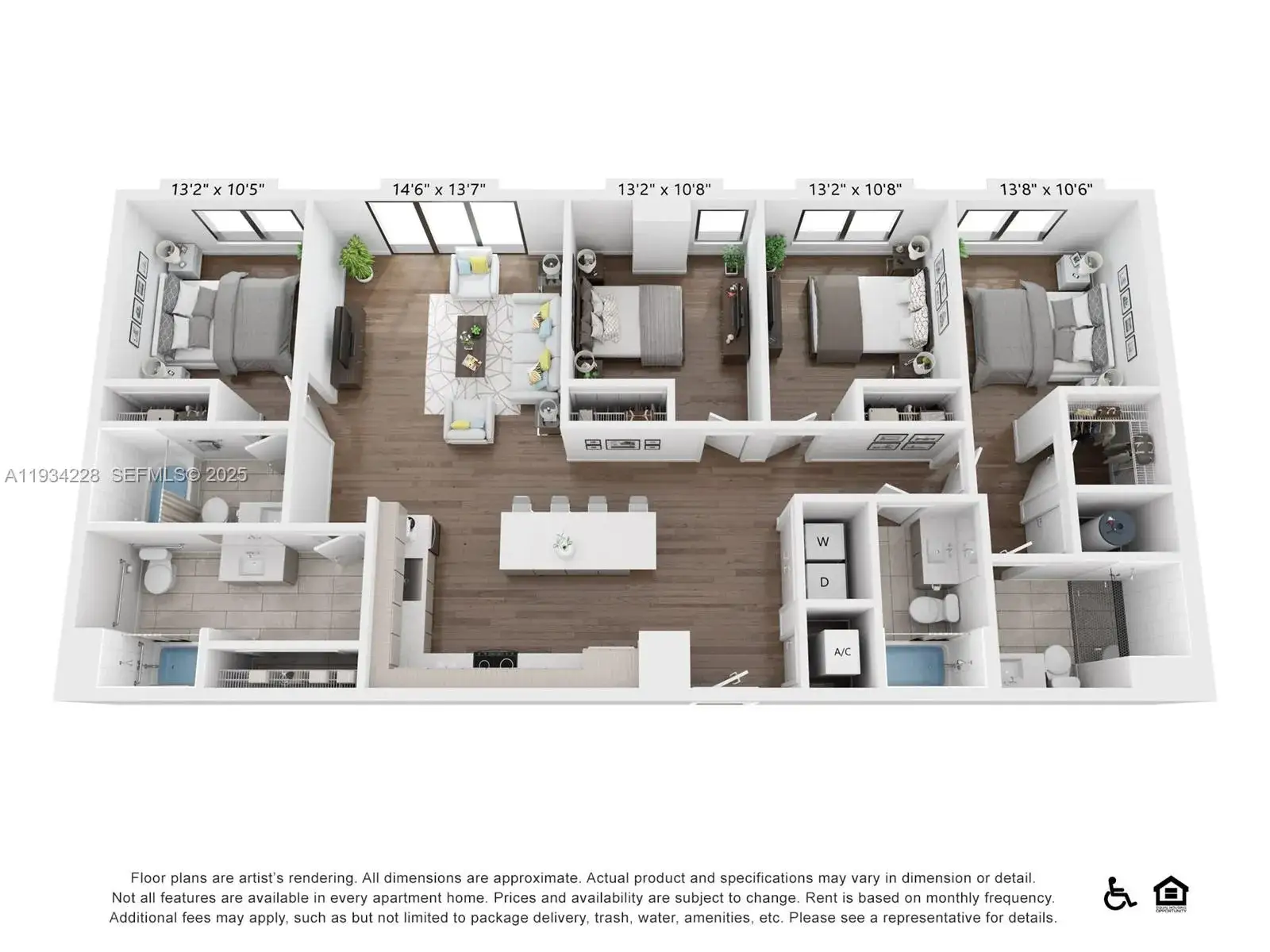 4 bedroom 4 bath Residential Lease for rent at 2800 SW 27th Terrace # 0316, Miami FL 33133