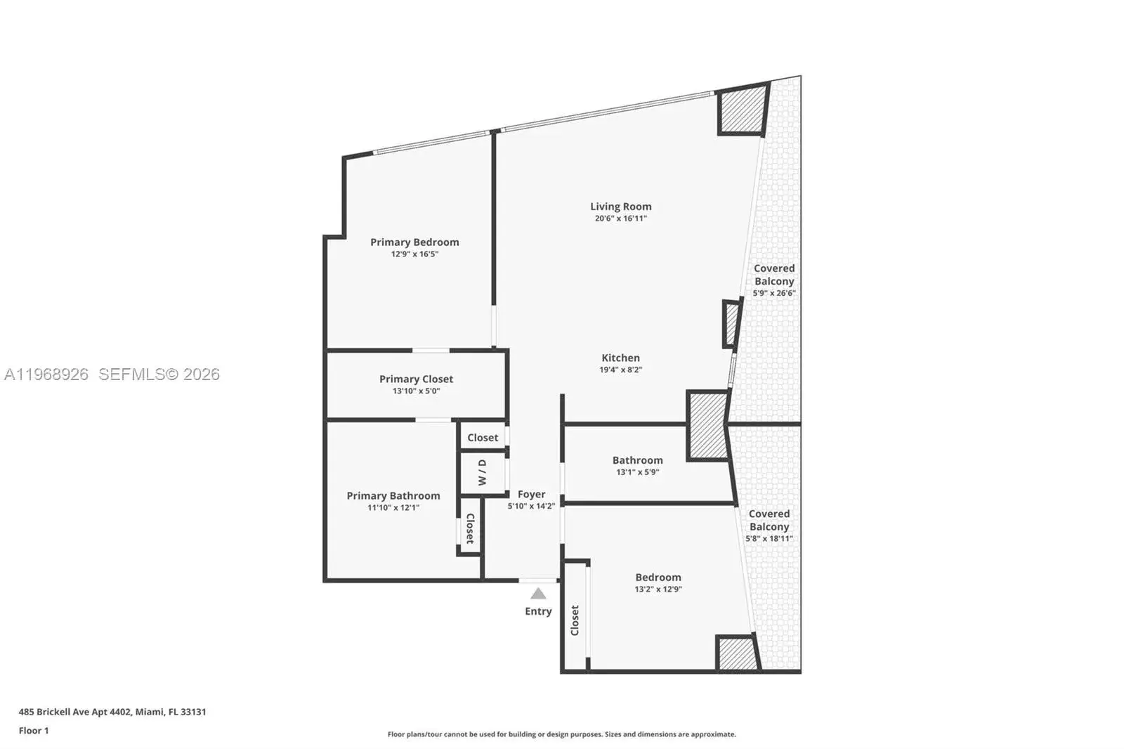 2 bedroom 2 bath Residential for sale at 485 Brickell Ave # 4402, Miami FL 33131