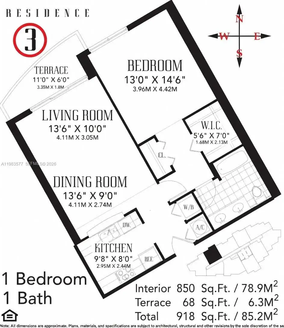 1 bedroom 1 bath Residential for sale at 2475 Brickell Ave # 2003, Miami FL 33129