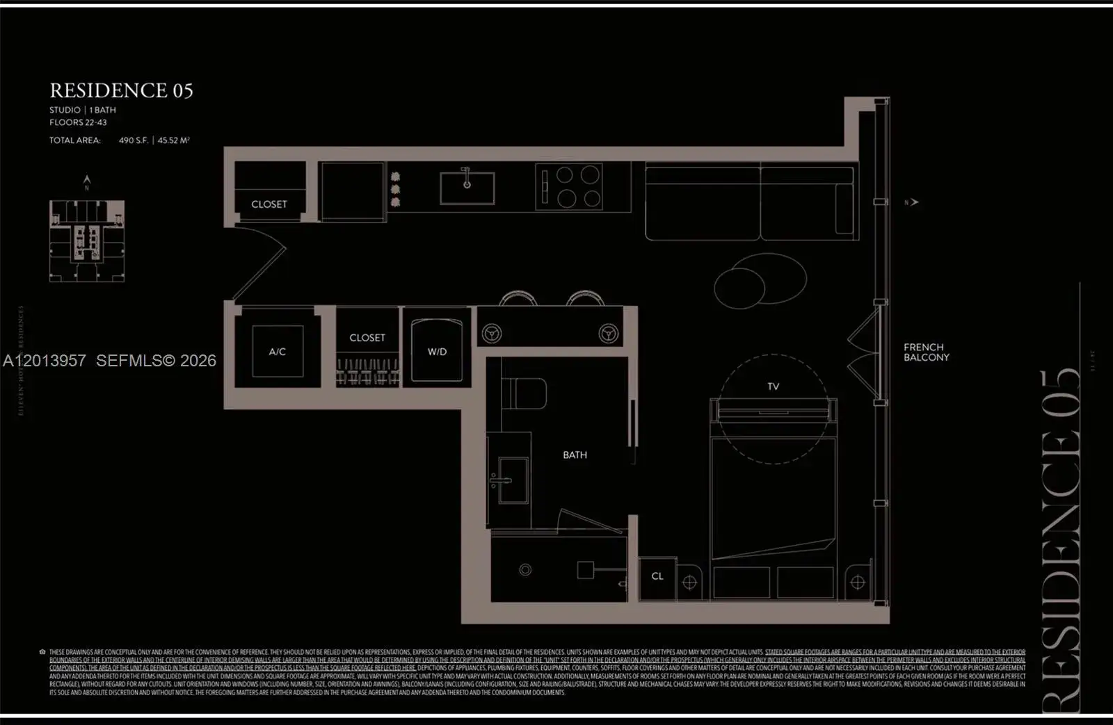 1 bath Residential for sale at 20 NE 11th St # 3705, Miami FL 33132