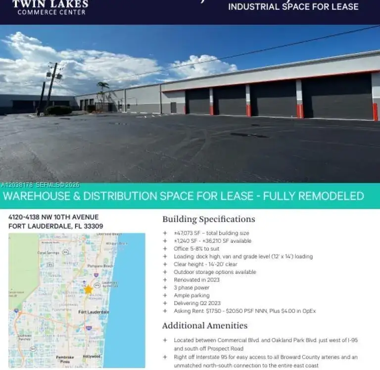Commercial Sale for sale at 4132 NW 10th Ave # 4, Oakland Park FL 33309