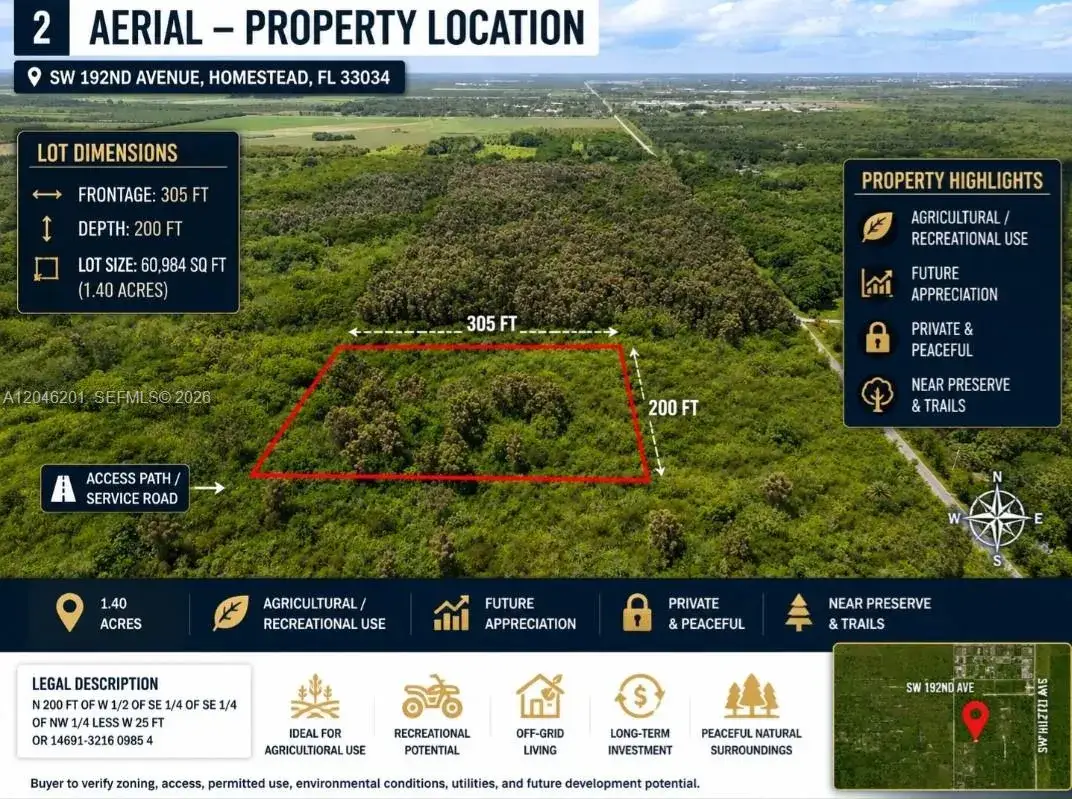 Commercial Land for sale at Sw 192nd avenue, Homestead FL 33034