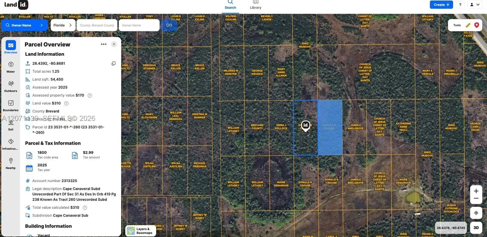 Land/Boat Docks for sale at 1 Unknown, Cocoa FL 32926