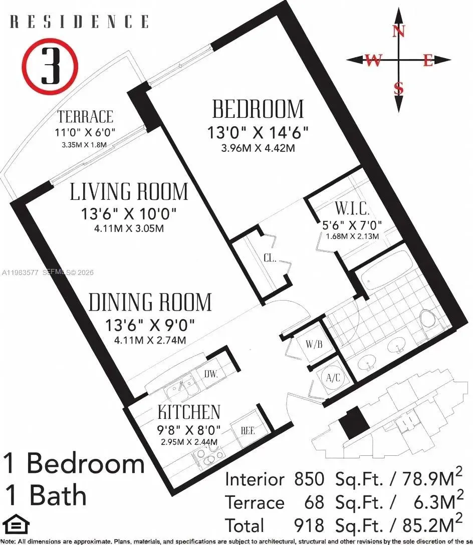 1 bedroom 1 bath Residential for sale at 2475 Brickell Ave # 2003, Miami FL 33129