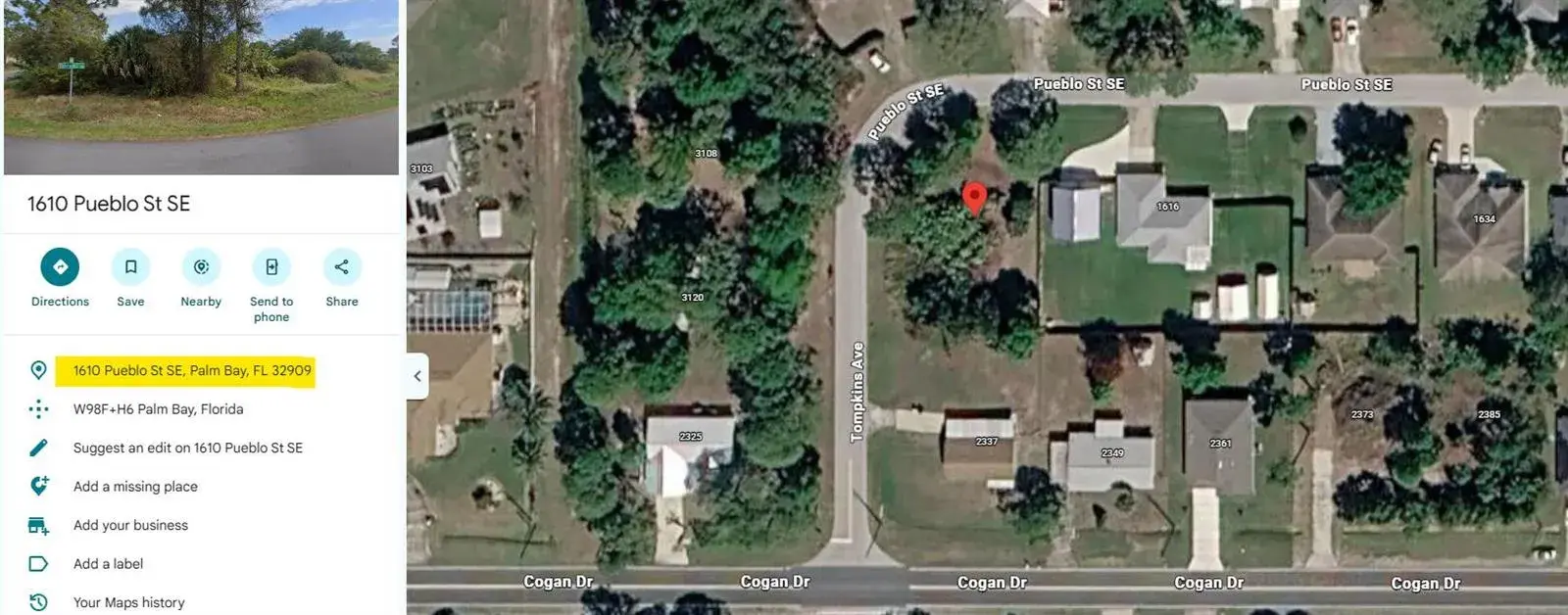 Commercial Land for sale at 1610 Pueblo Street SE, Palm Bay FL 32909