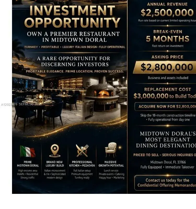 DORAL ITALIAN RESTAURANT, Doral FL 33178