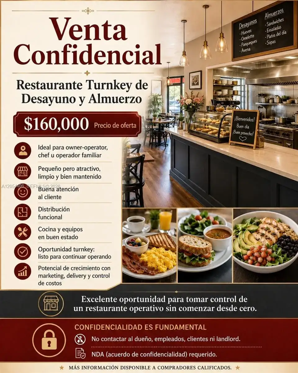 Confidential Turnkey Breakfast & Lunch Restaurant, Miami FL 33165 photo 2