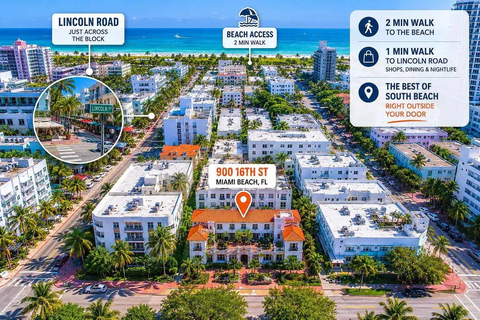 2 bedroom 2 bath Residential for sale at 900 16th Street # 102, Miami Beach FL 33139