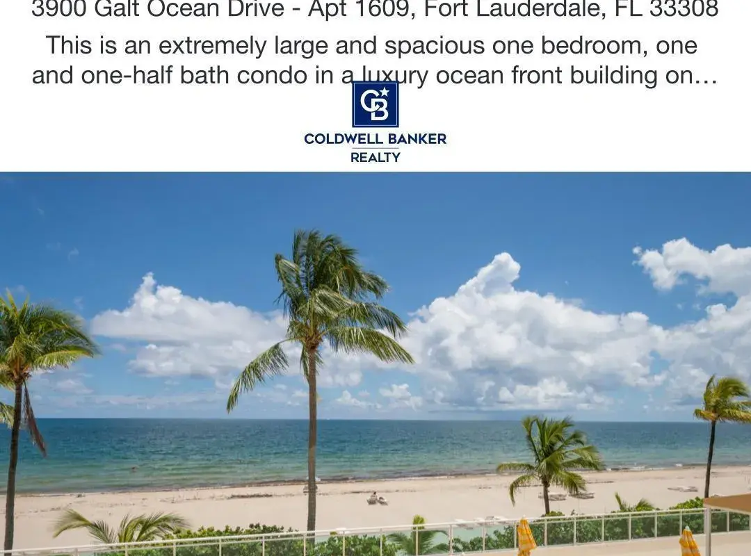 3900 Galt Ocean Drive # 1609, Fort Lauderdale FL 33308
