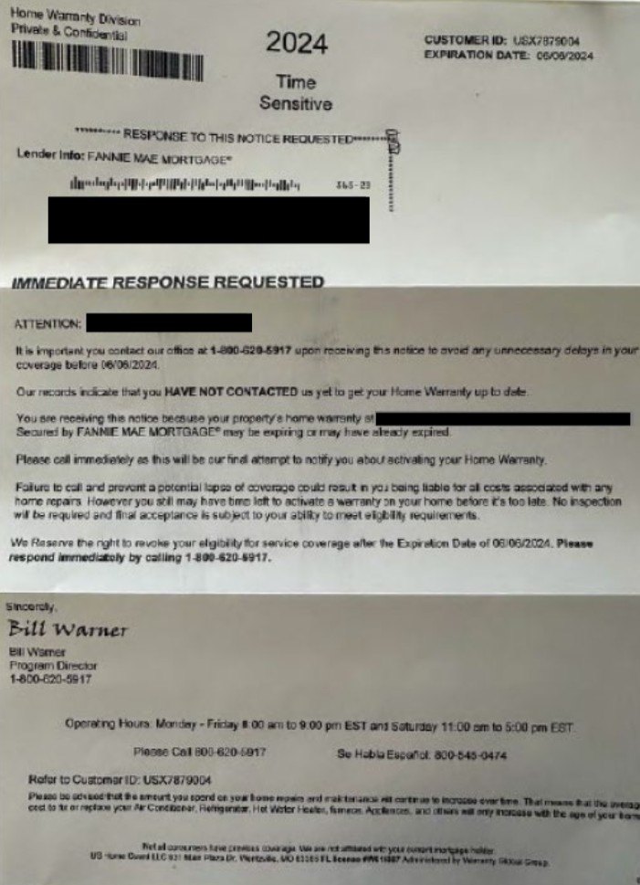 US Home Guard mailer