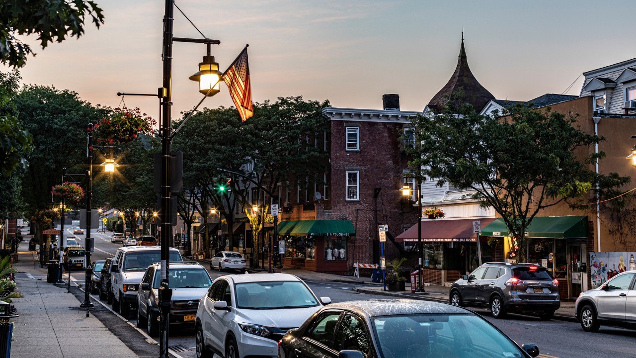 Beekman Street at night in Sleepy Hollow, New York