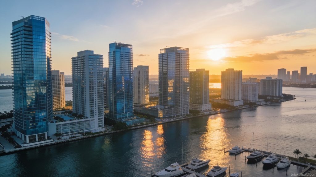 Miami luxury condo market 2026 skyline over Brickell waterfront at sunset