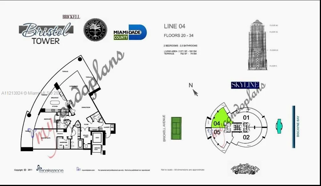 2 bedroom 2 bath for sale at 2127 Brickell Ave # 2704, Miami FL 33129