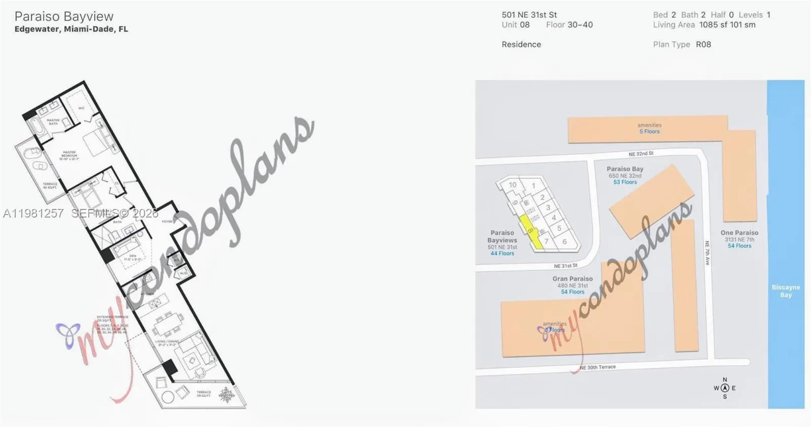 2 bedroom 2 bath for sale at 501 NE 31st St # 3208, Miami FL 33137